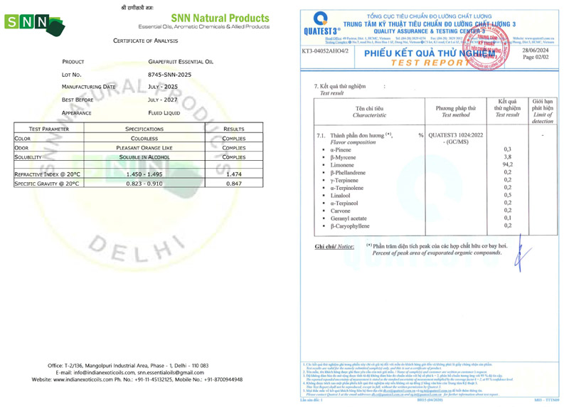 kiểm nghiệm thành phần tinh dầu bưởi