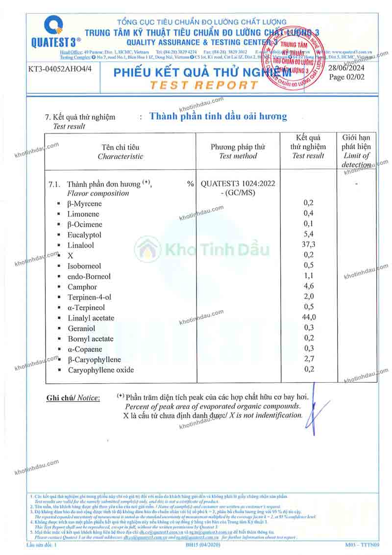 Tinh dầu Oải Hương Giá Sỉ thành phần tinh dầu oải hương